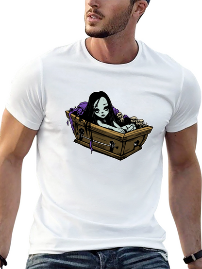 Gothic Coffin Girl Graphic T-Shirt