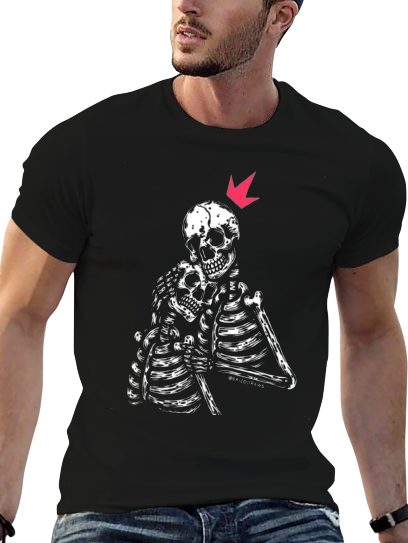 Skeleton Embrace Graphic Tee - Black