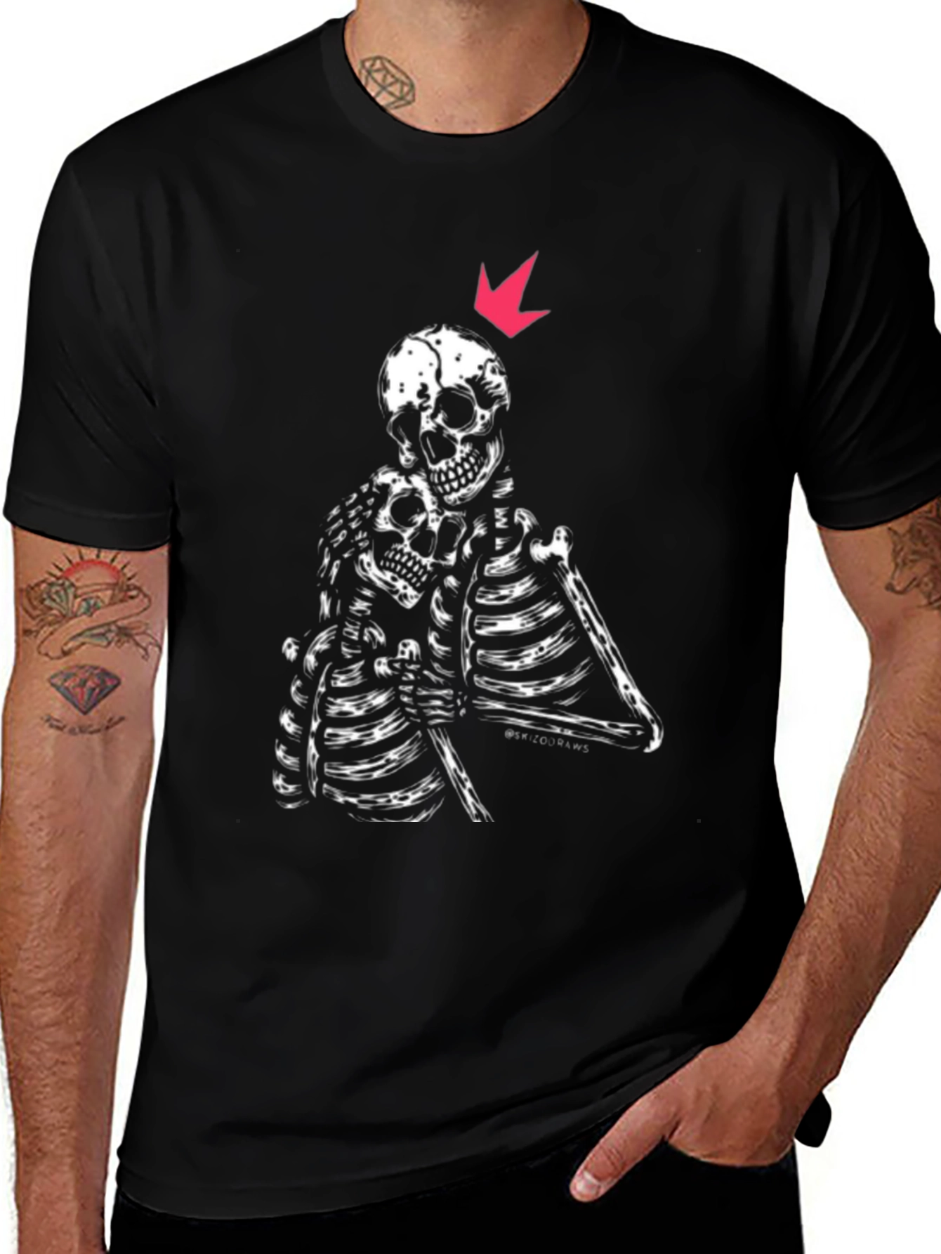 Skeleton Embrace Graphic Tee - Black