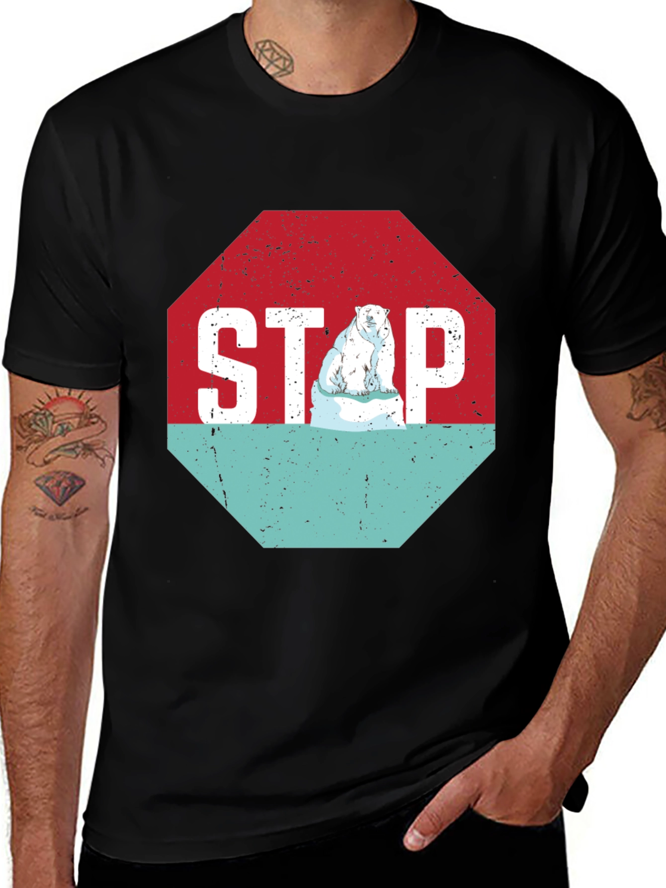 Stop Climate Change Polar Bear Graphic Tee