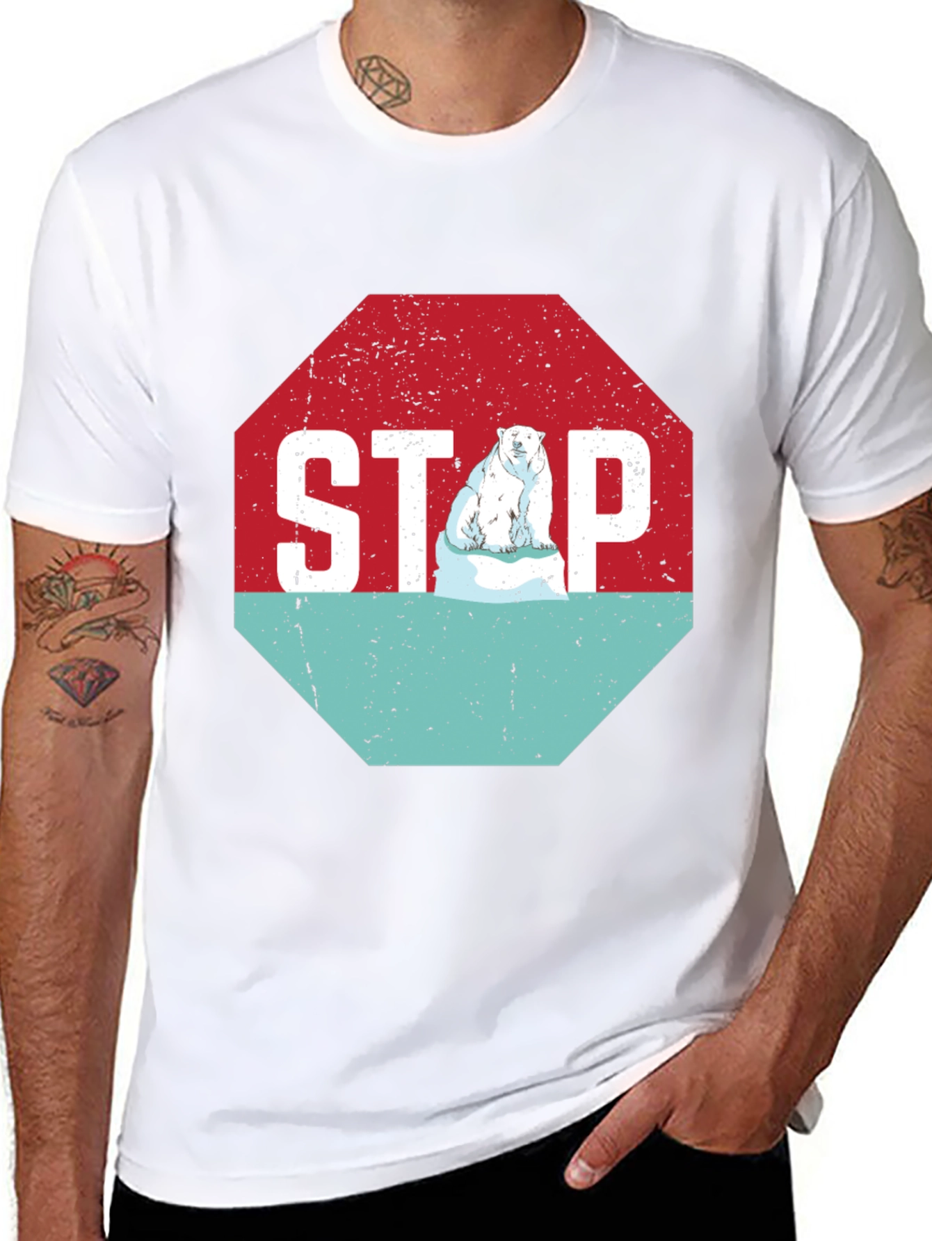 Stop Climate Change Polar Bear Graphic Tee