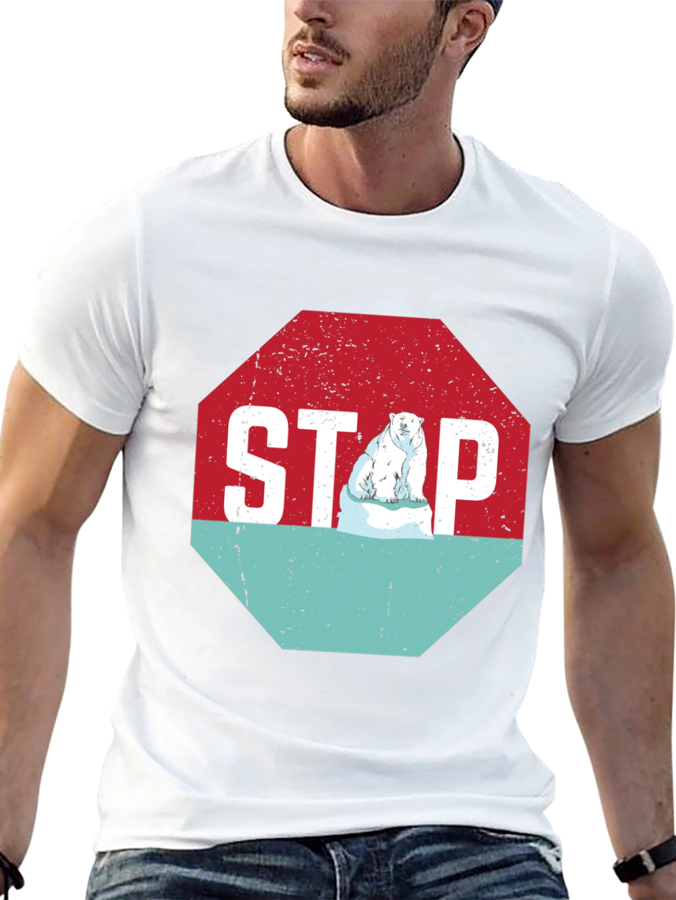 Stop Climate Change Polar Bear Graphic Tee