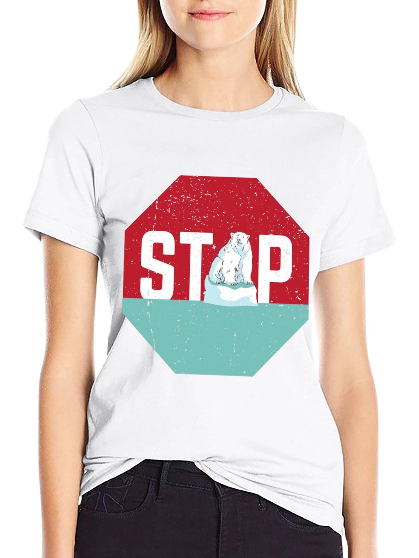 Stop Climate Change Polar Bear Graphic Tee