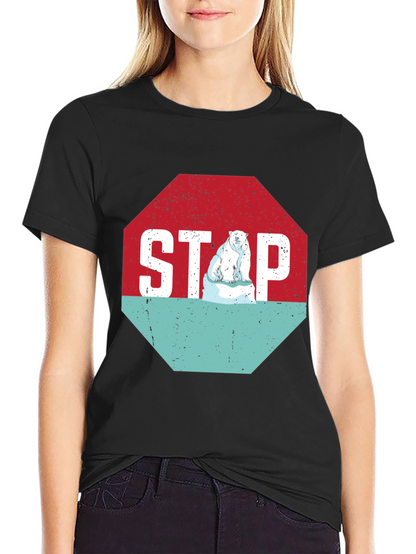 Stop Climate Change Polar Bear Graphic Tee