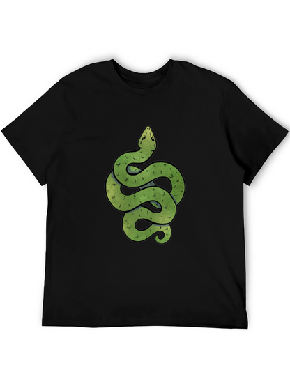 Green Snake Graphic Print Crew Neck T-Shirt