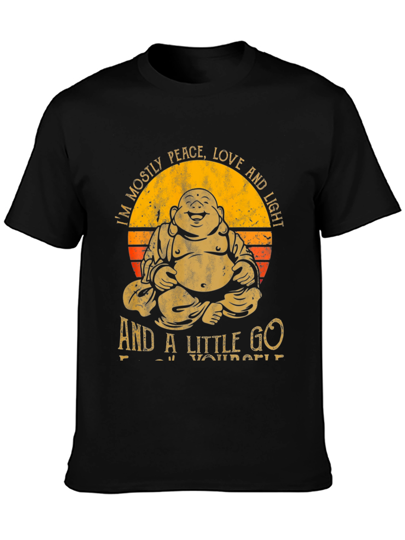 Buddha Peace Love Light Graphic Tee - Black