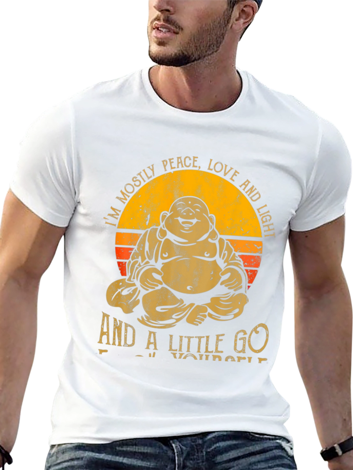 Buddha Peace Love Light Graphic Tee - Black