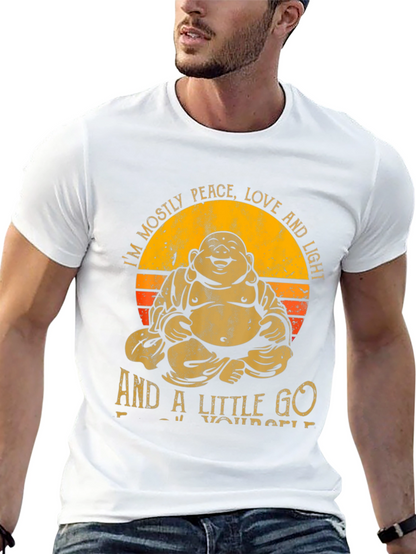 Buddha Peace Love Light Graphic Tee - Black