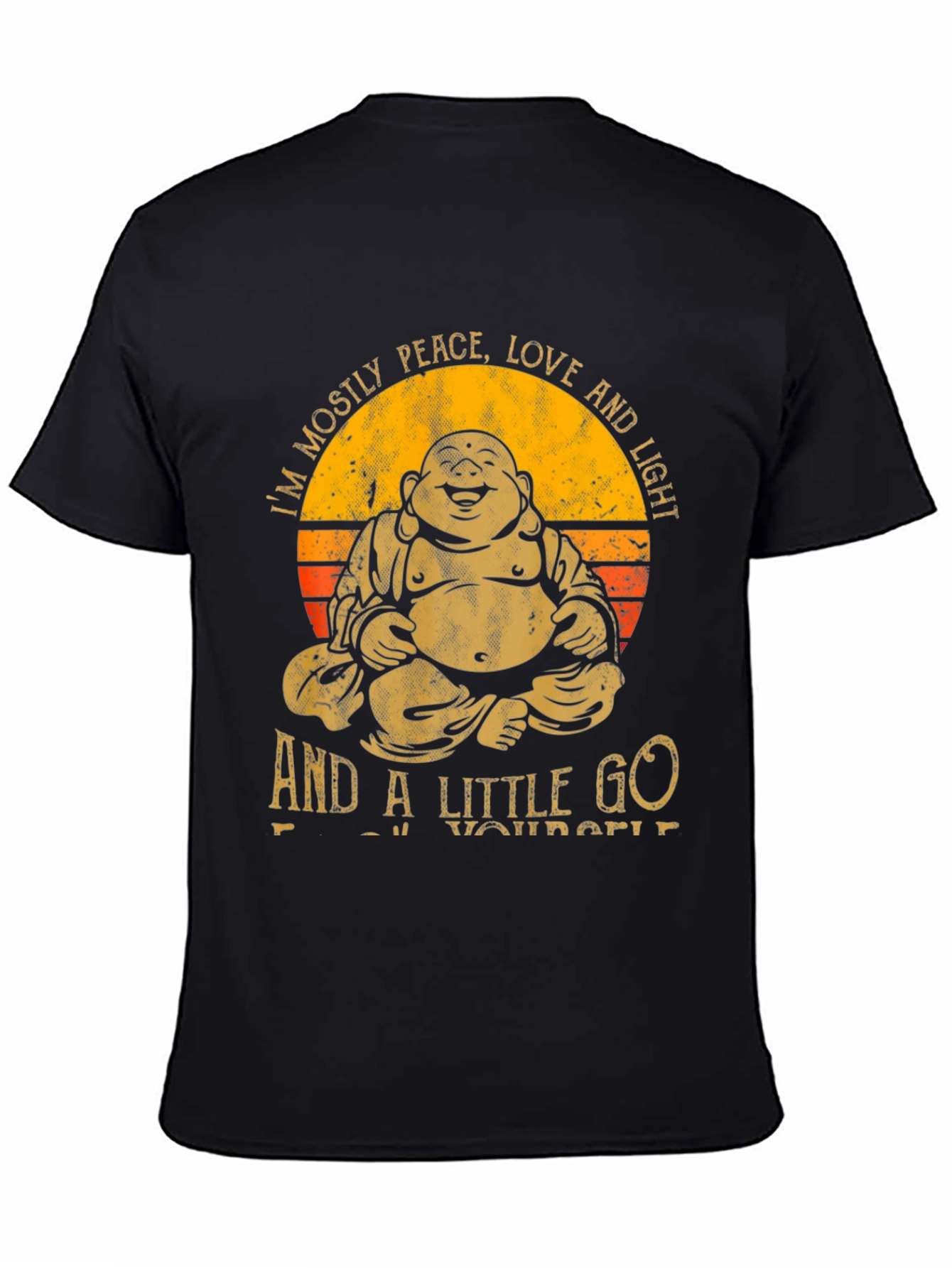 Buddha Peace Love Light Graphic Tee - Black