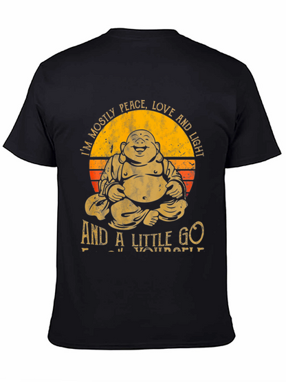Buddha Peace Love Light Graphic Tee - Black