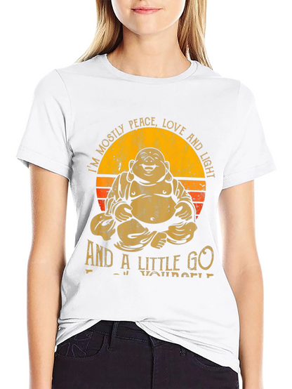 Buddha Peace Love Light Graphic Tee - Black