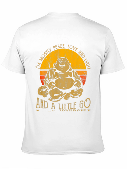 Buddha Peace Love Light Graphic Tee - Black