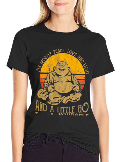 Buddha Peace Love Light Graphic Tee - Black
