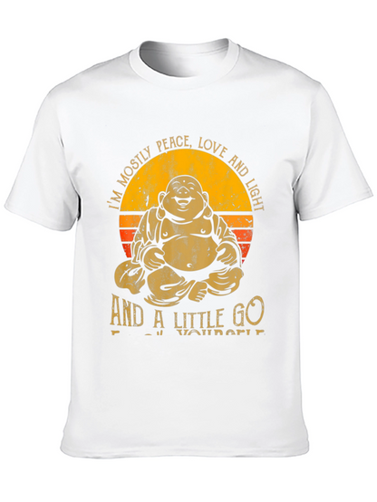 Buddha Peace Love Light Graphic Tee - Black