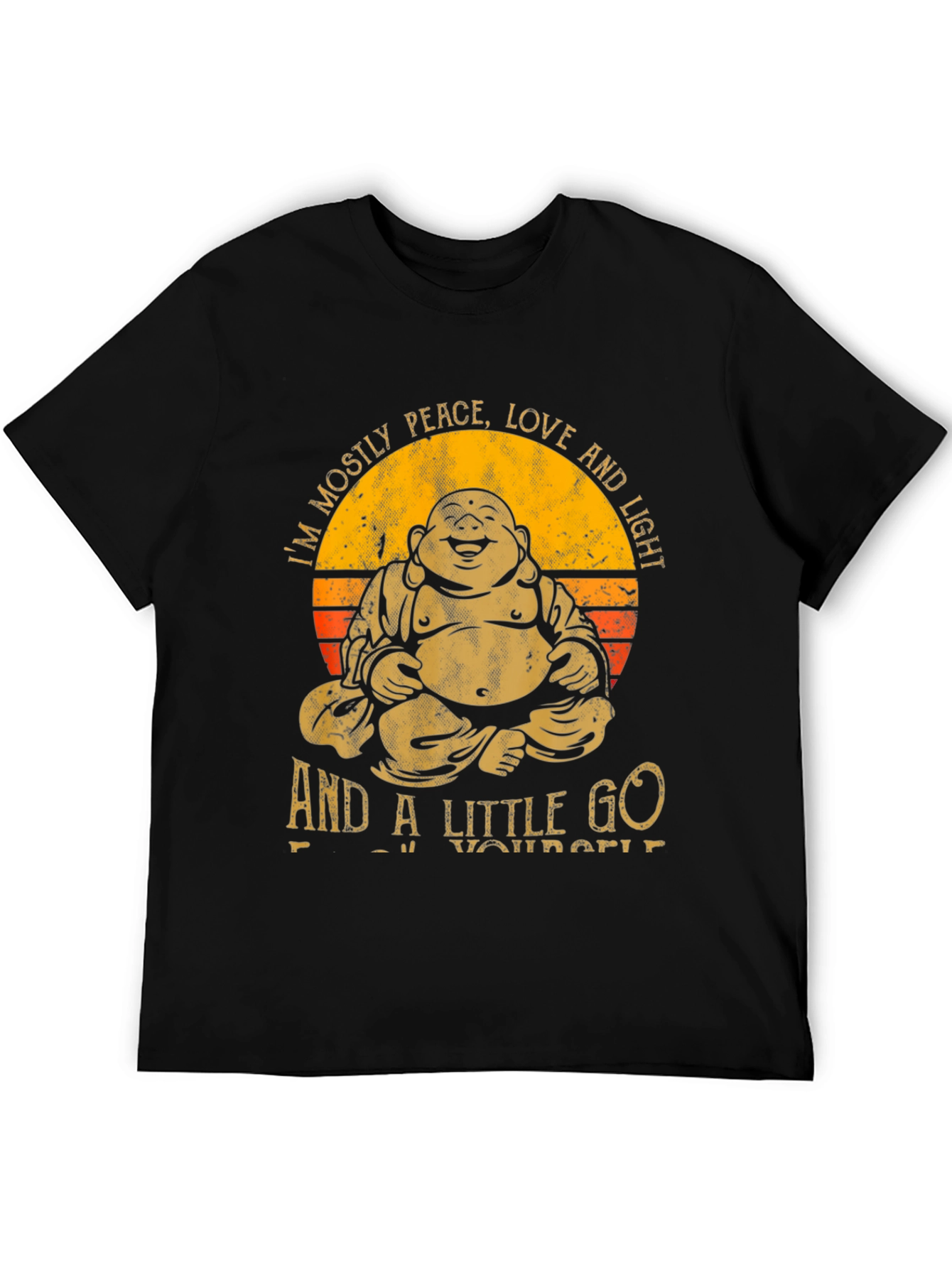 Buddha Peace Love Light Graphic Tee - Black