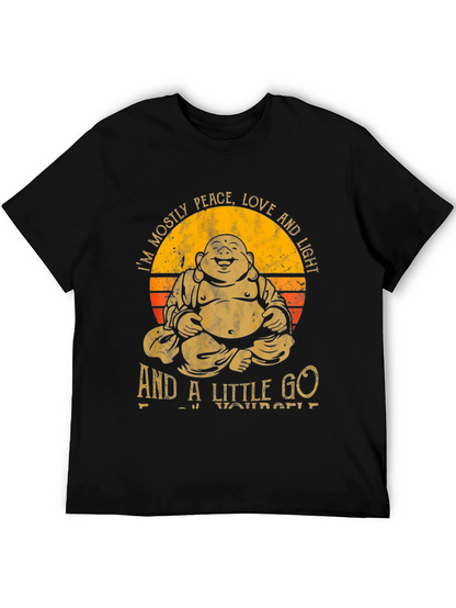 Buddha Peace Love Light Graphic Tee - Black