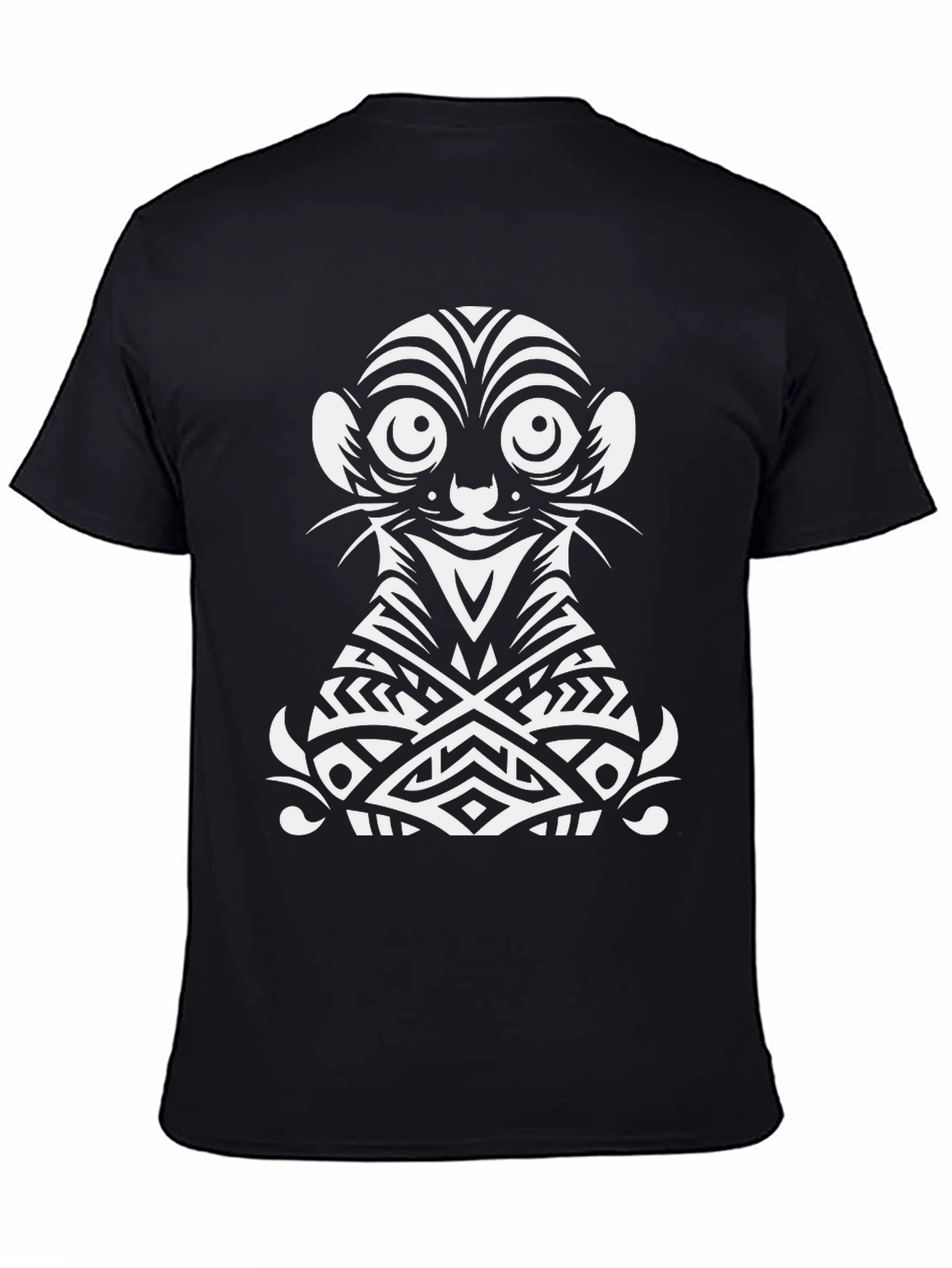 Tribal Meerkat Graphic Tee - Black Cotton Shirt