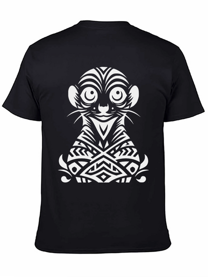 Tribal Meerkat Graphic Tee - Black Cotton Shirt