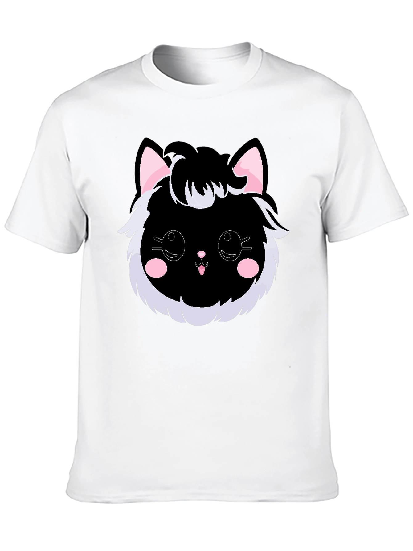 Cute Kawaii Black Cat Graphic Tee