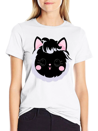 Cute Kawaii Black Cat Graphic Tee