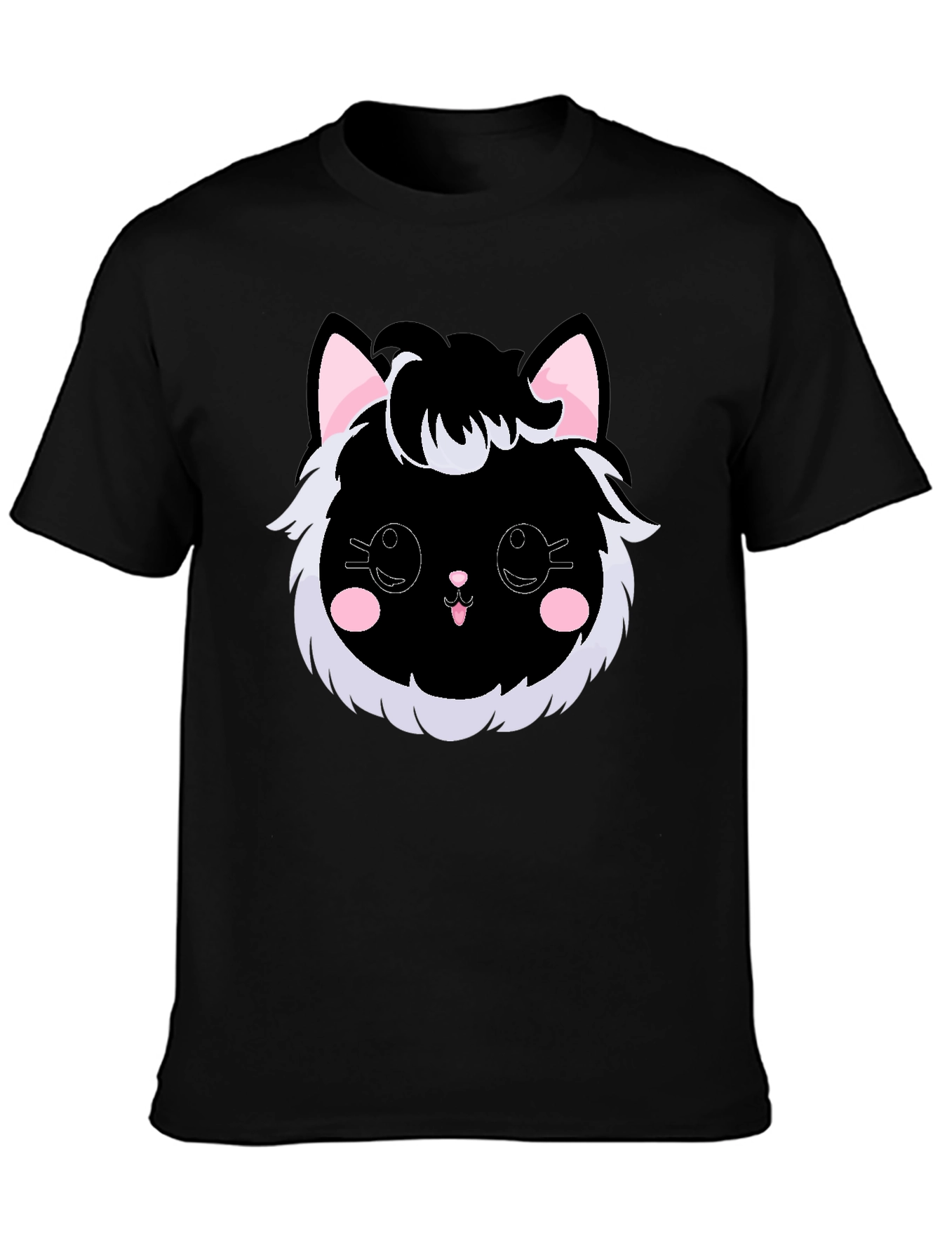 Cute Kawaii Black Cat Graphic Tee