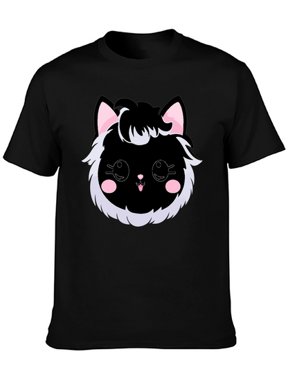 Cute Kawaii Black Cat Graphic Tee