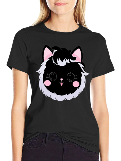 Cute Kawaii Black Cat Graphic Tee