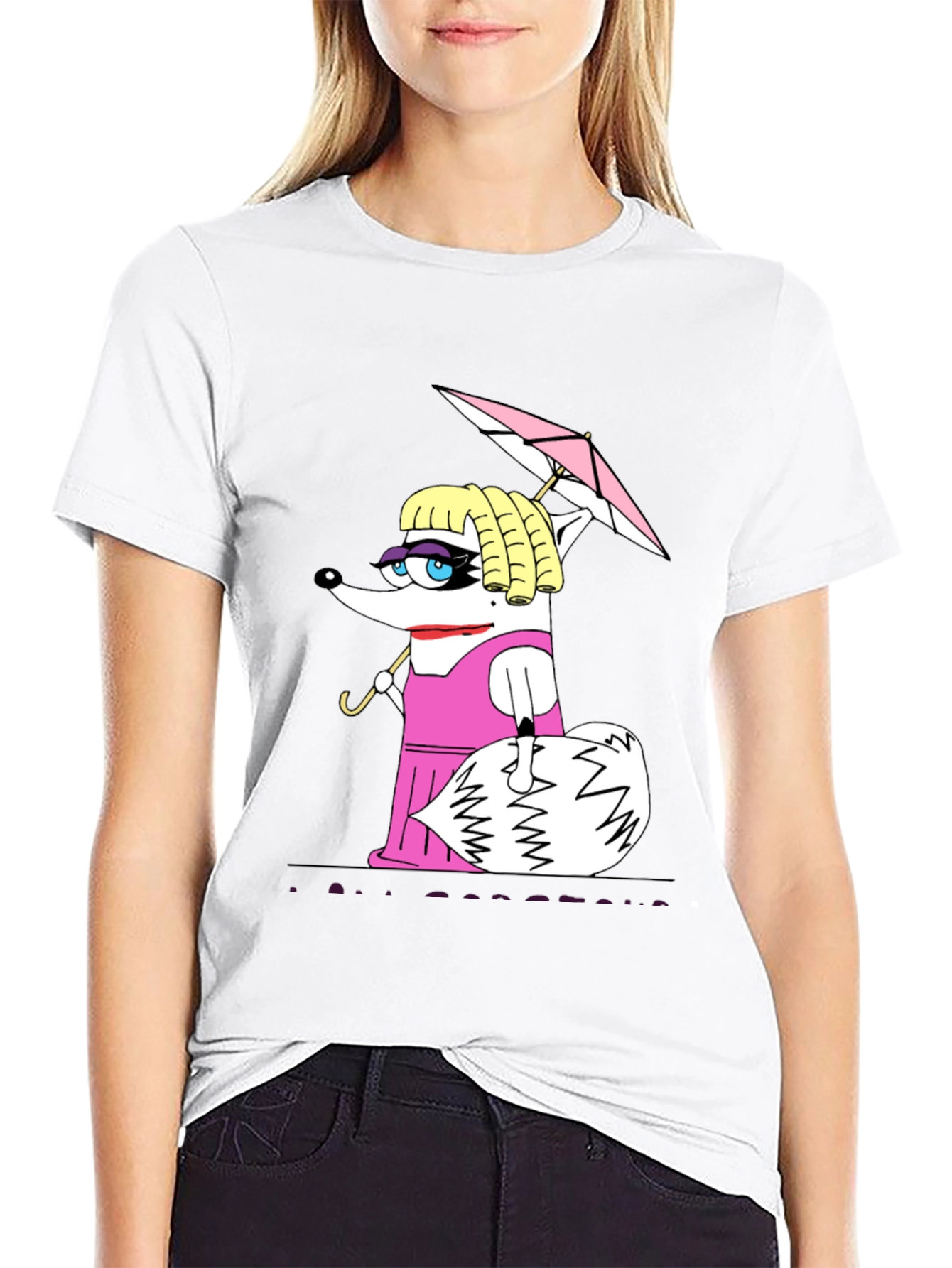 Funny Raccoon in Pink Dress T-Shirt