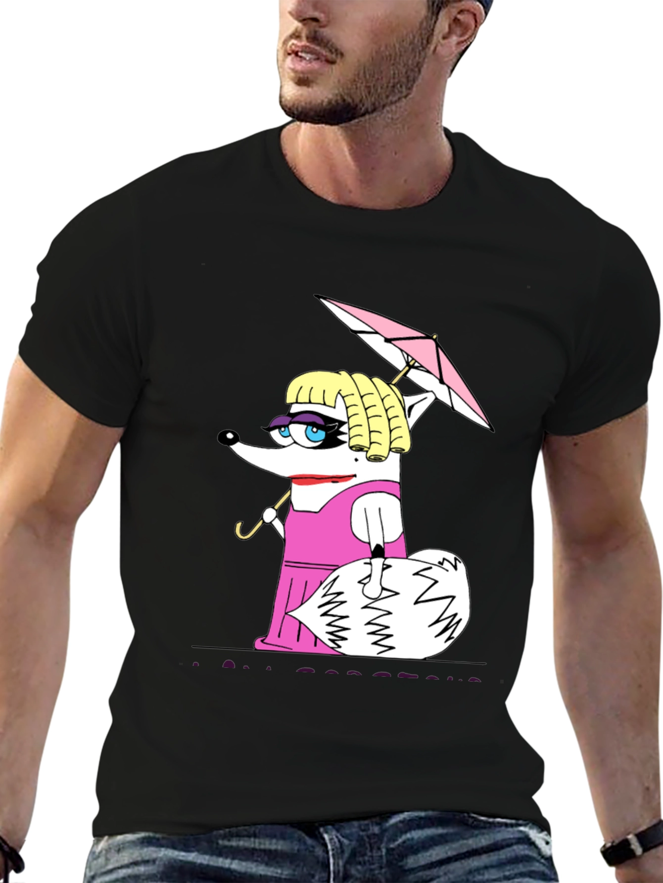 Funny Raccoon in Pink Dress T-Shirt