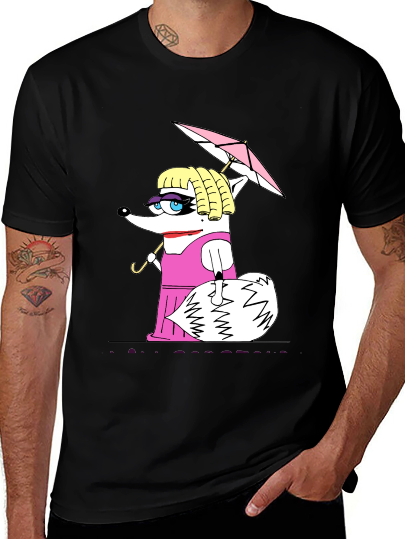 Funny Raccoon in Pink Dress T-Shirt