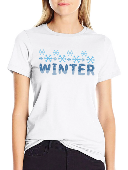 Winter Snowflake Graphic Black T-Shirt