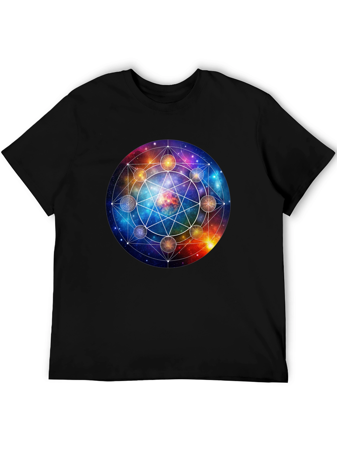 Cosmic Mandala Graphic Tee - Celestial Universe Design