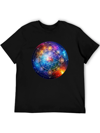 Cosmic Mandala Graphic Tee - Celestial Universe Design