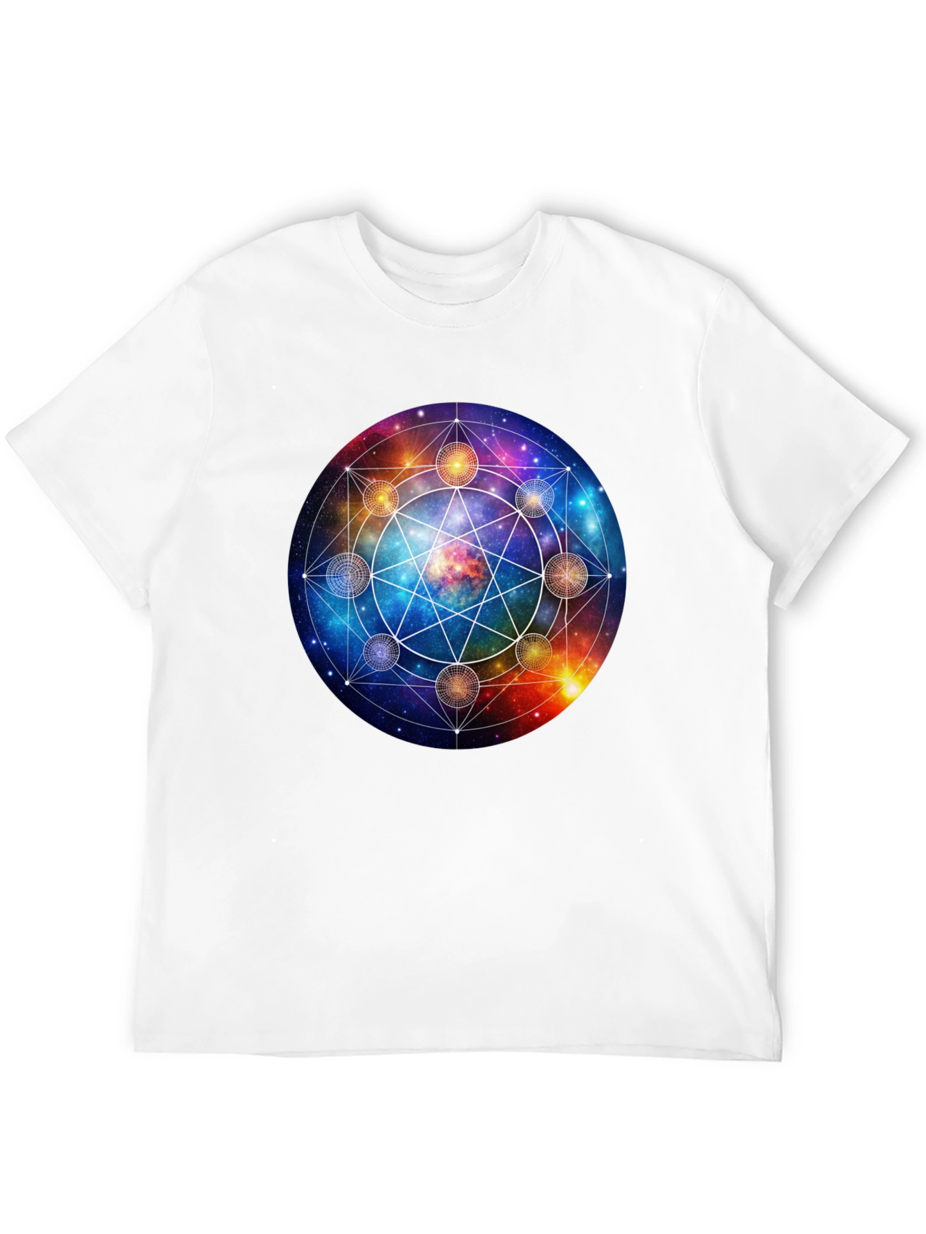 Cosmic Mandala Graphic Tee - Celestial Universe Design