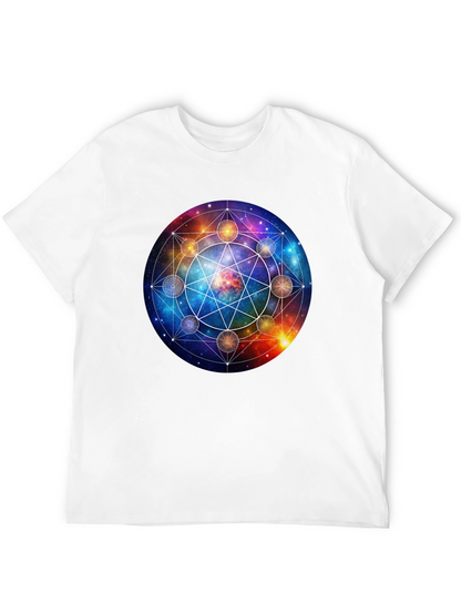 Cosmic Mandala Graphic Tee - Celestial Universe Design