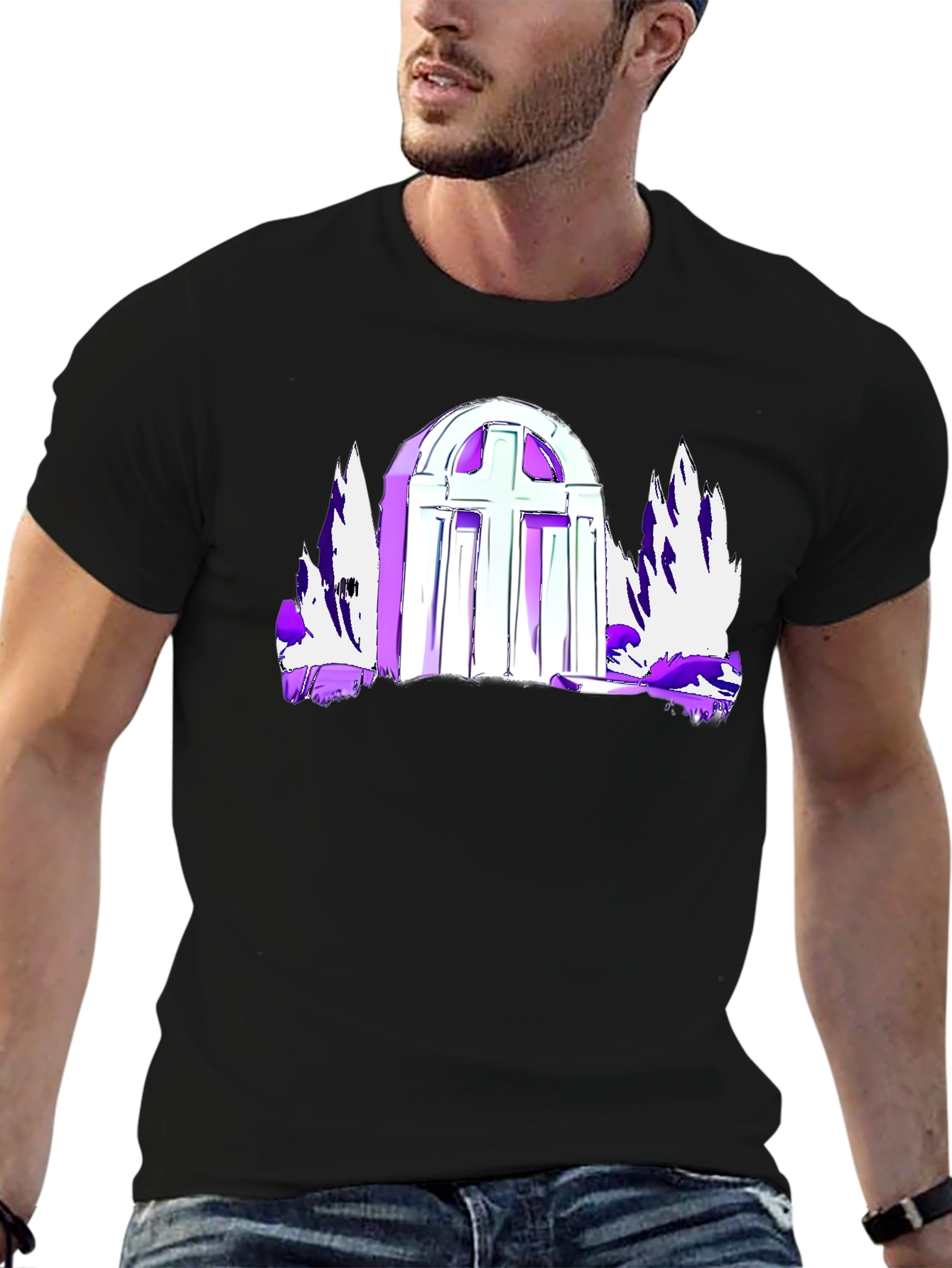 Gothic Cross Graphic Tee - Black