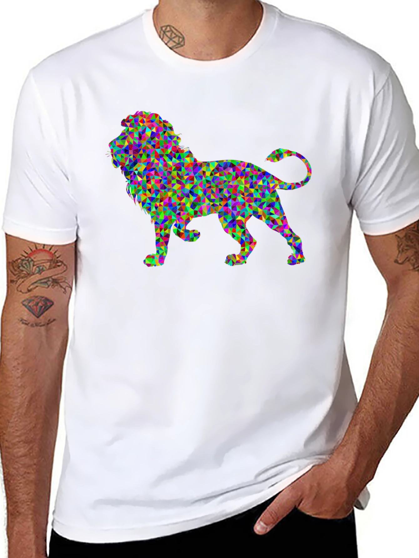 Geometric Lion Graphic T-Shirt