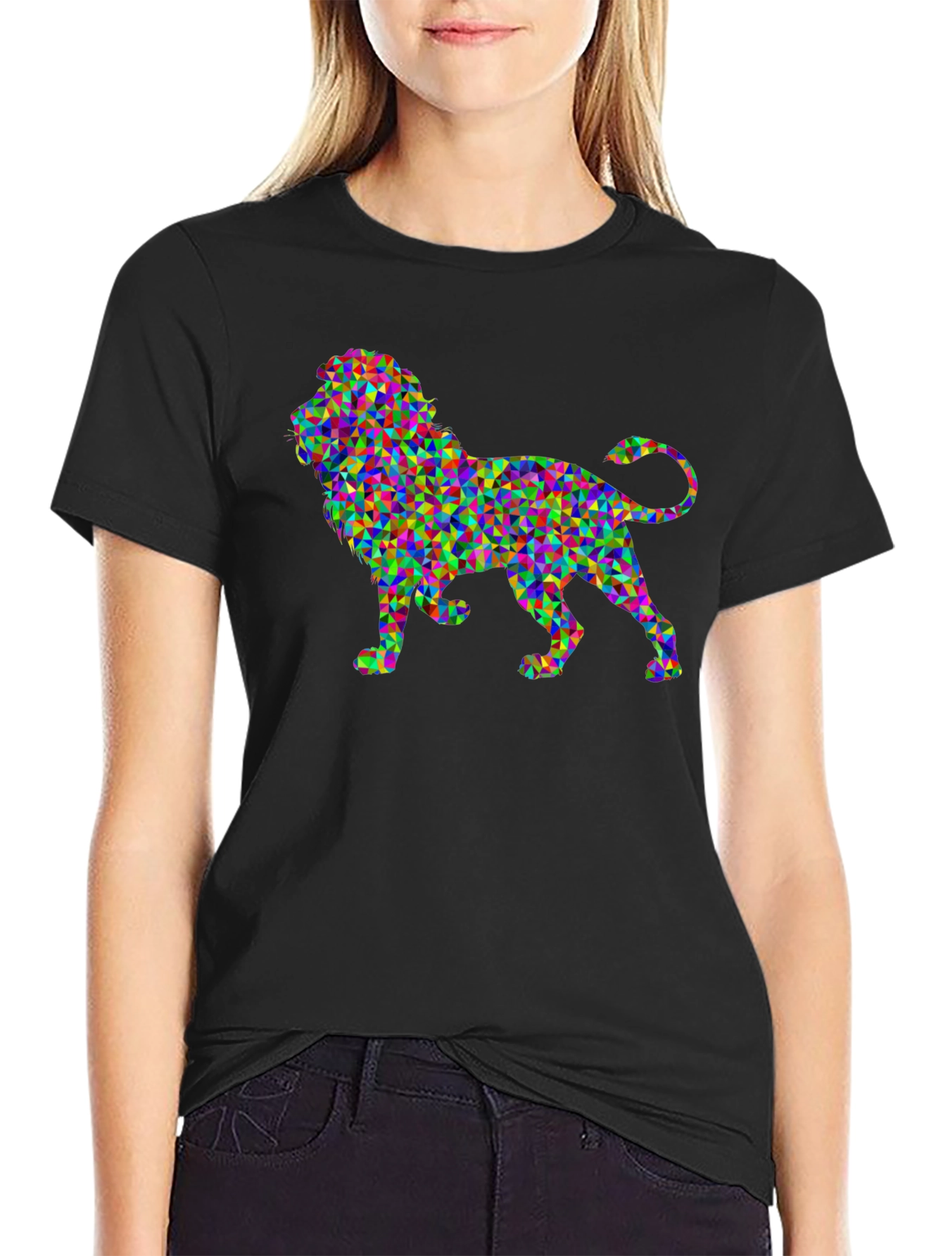 Geometric Lion Graphic T-Shirt