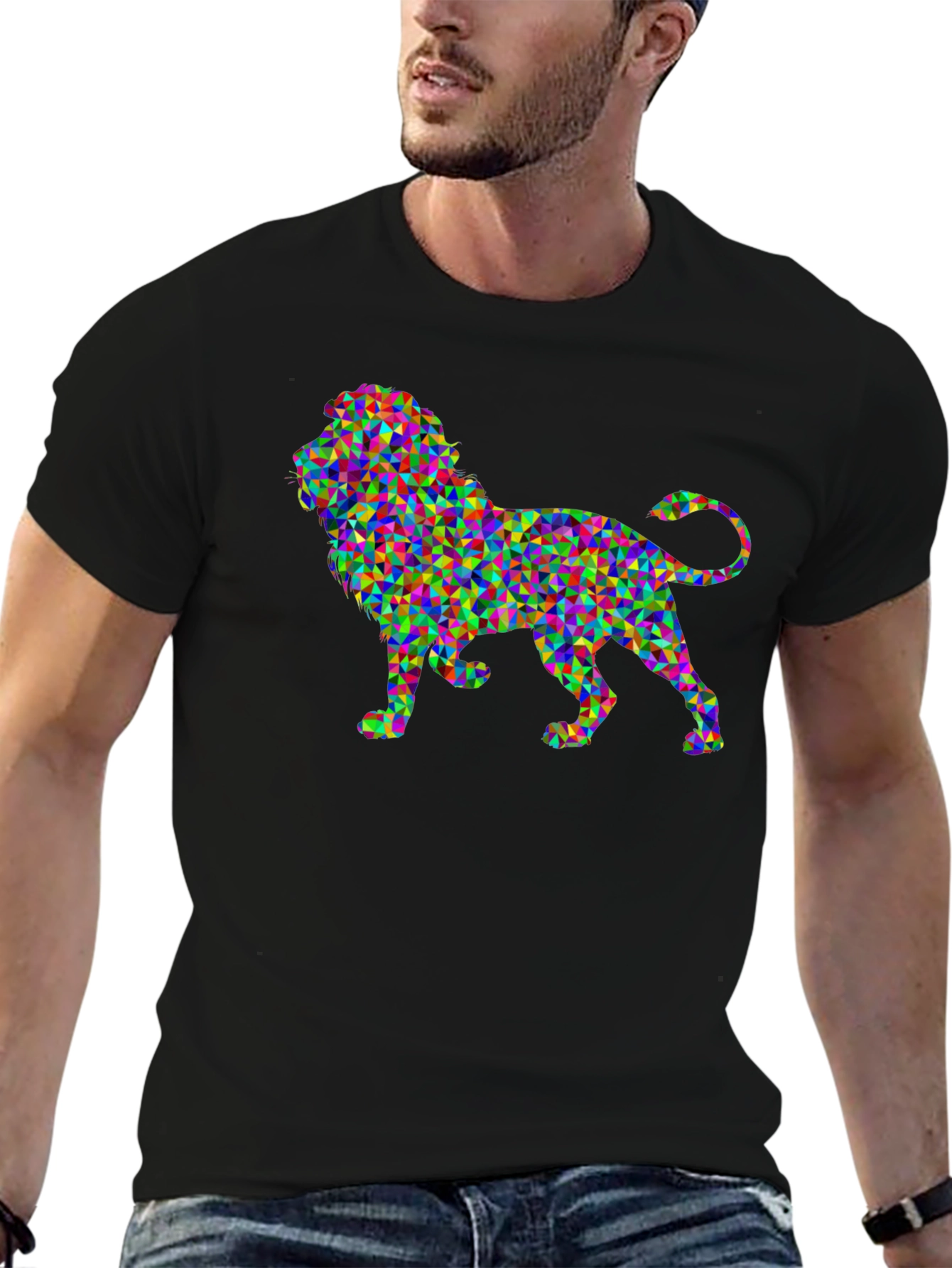 Geometric Lion Graphic T-Shirt