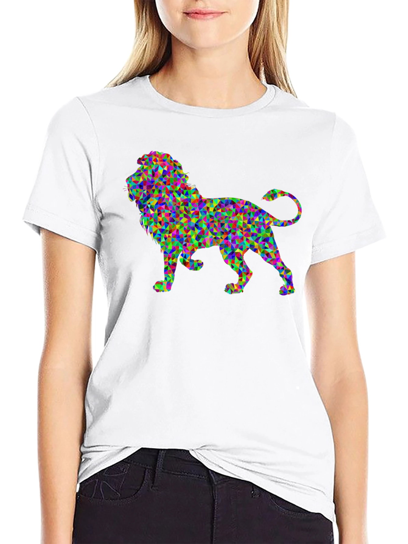 Geometric Lion Graphic T-Shirt