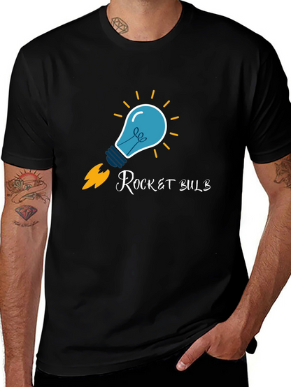 Rocket Bulb Graphic T-Shirt - Creative Design