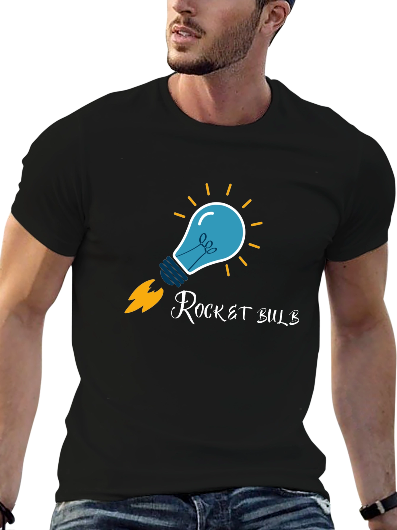 Rocket Bulb Graphic T-Shirt - Creative Design