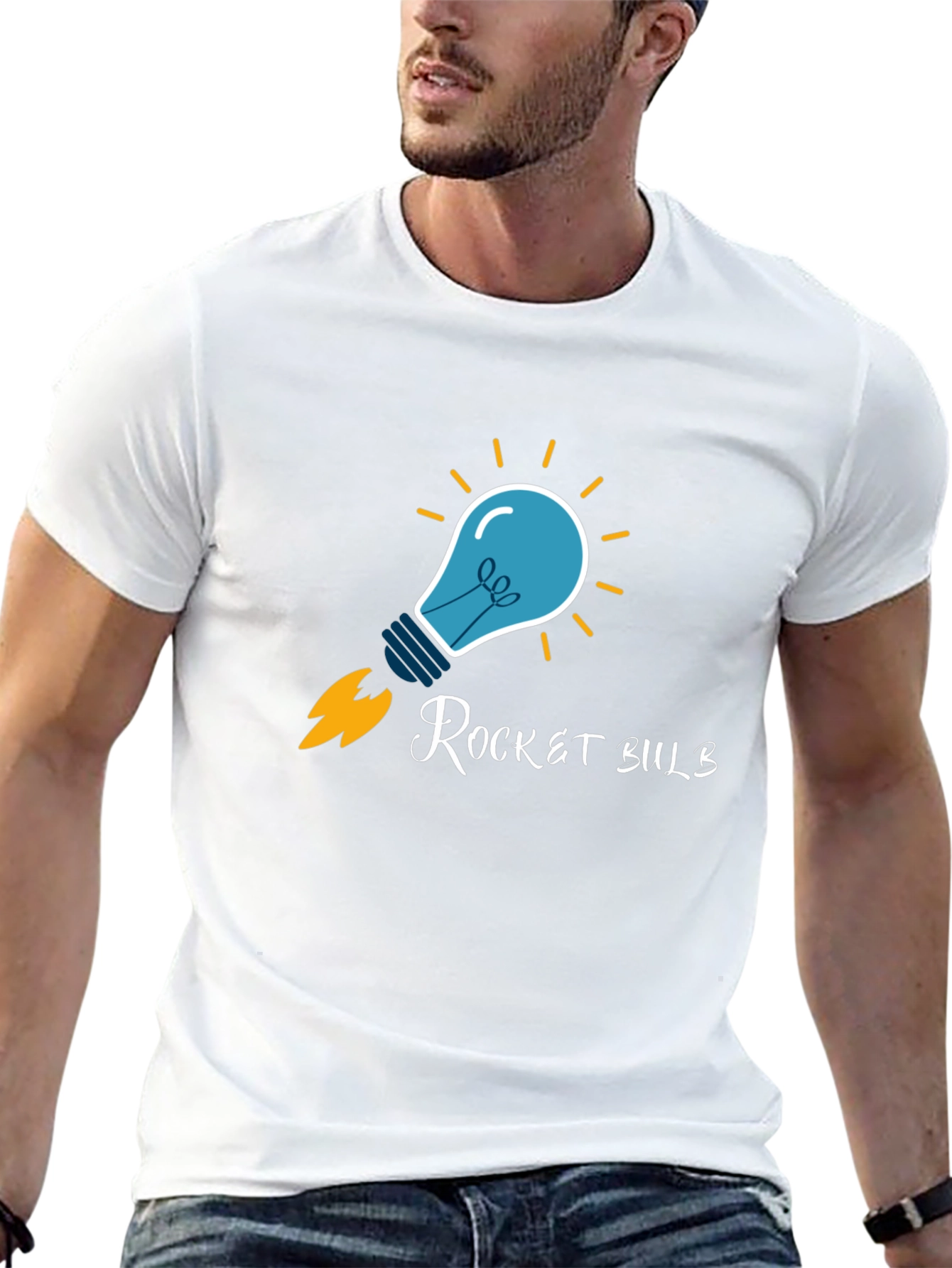 Rocket Bulb Graphic T-Shirt - Creative Design