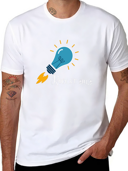 Rocket Bulb Graphic T-Shirt - Creative Design