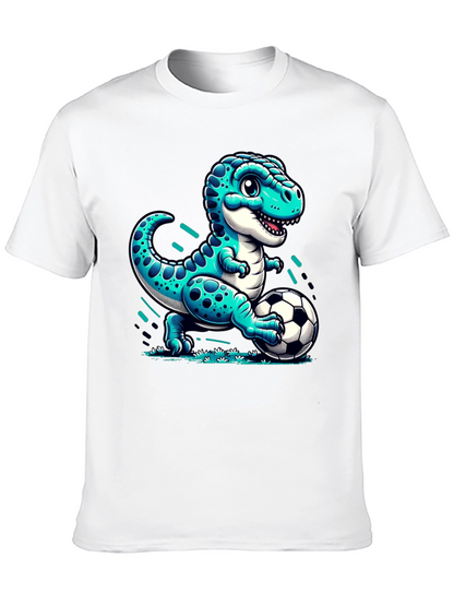 Dino Soccer T-Shirt - Cute Cartoon Dinosaur Design