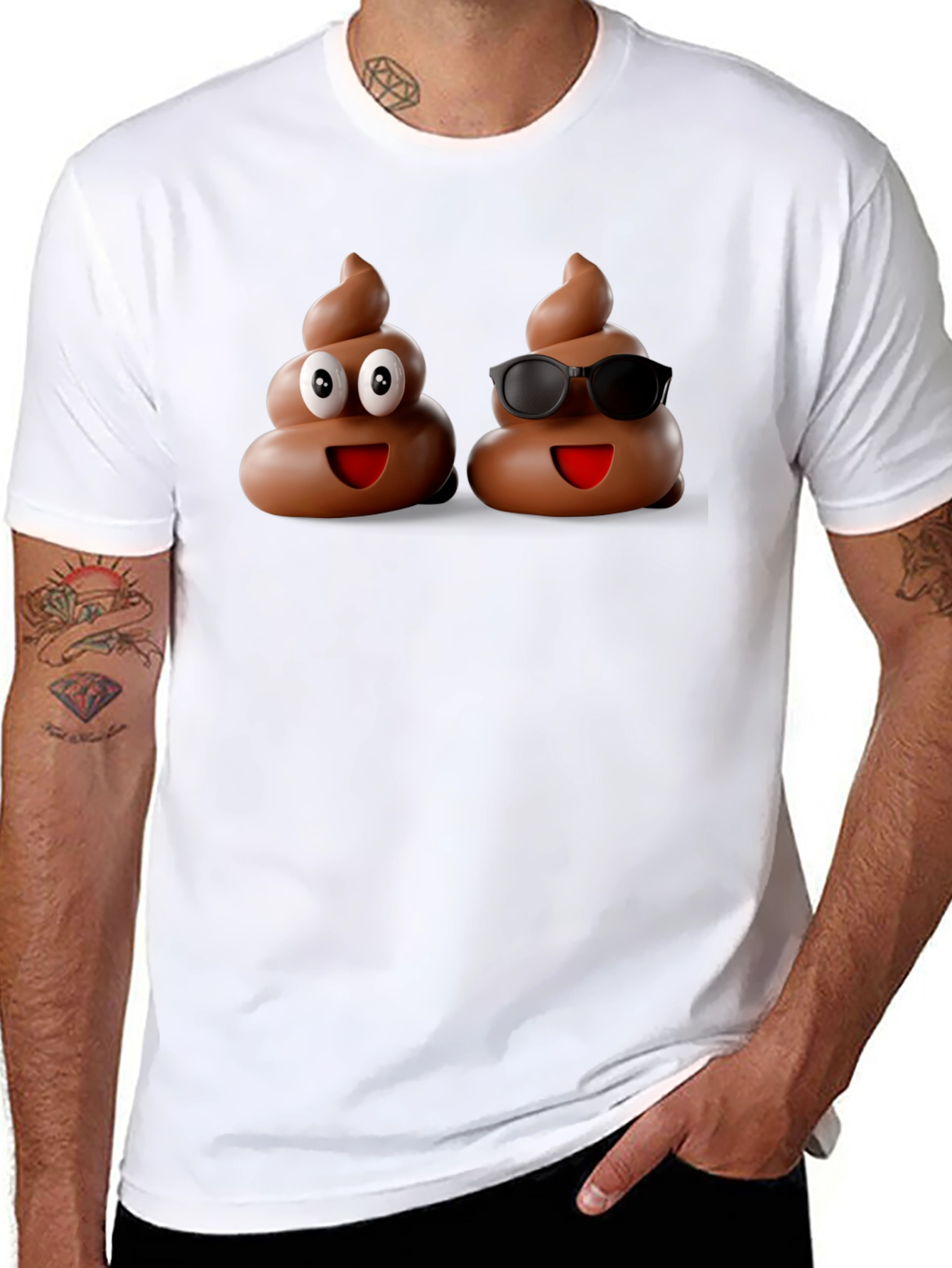 Funny Poop Emoji Graphic Black T-Shirt