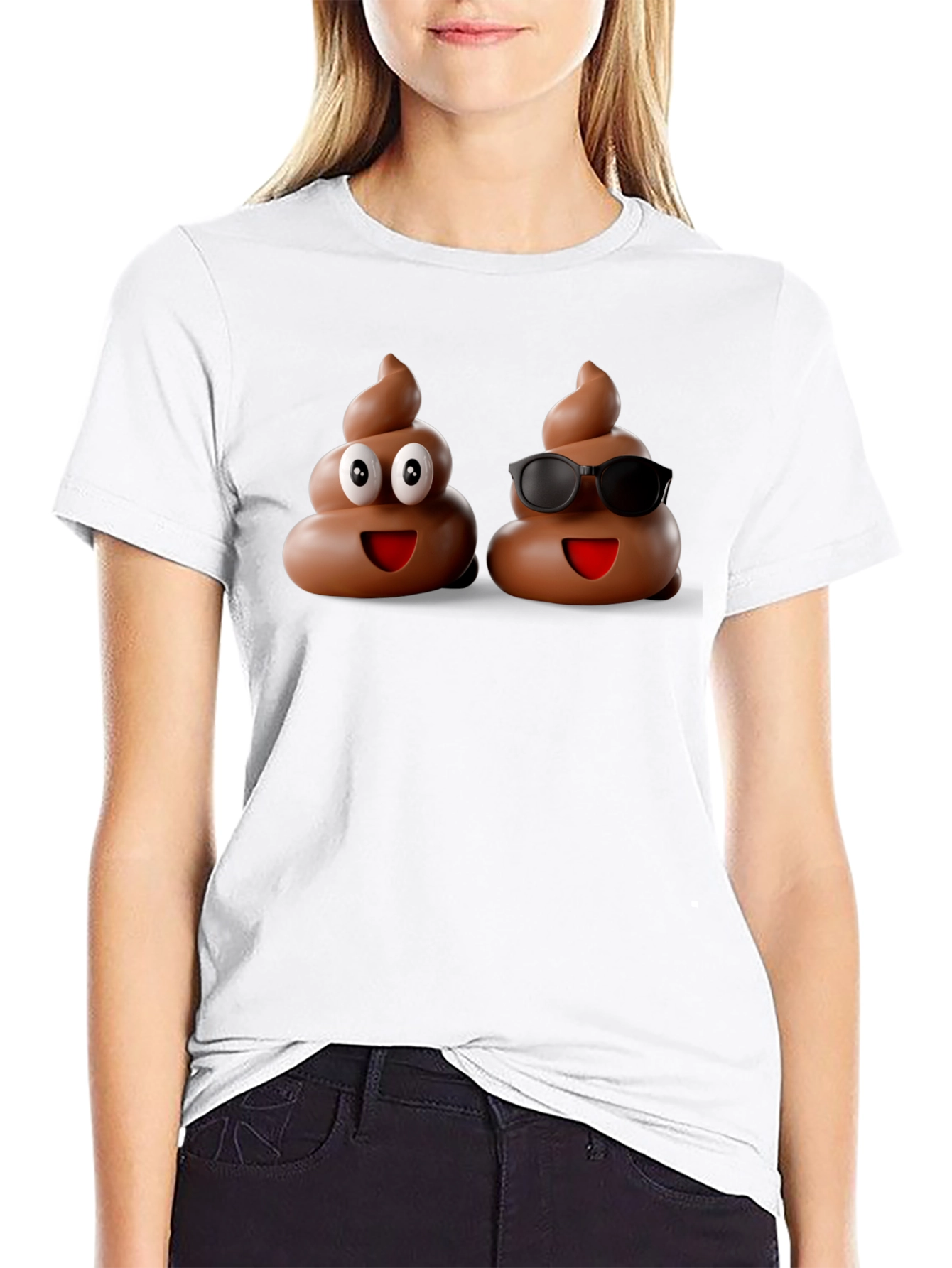 Funny Poop Emoji Graphic Black T-Shirt