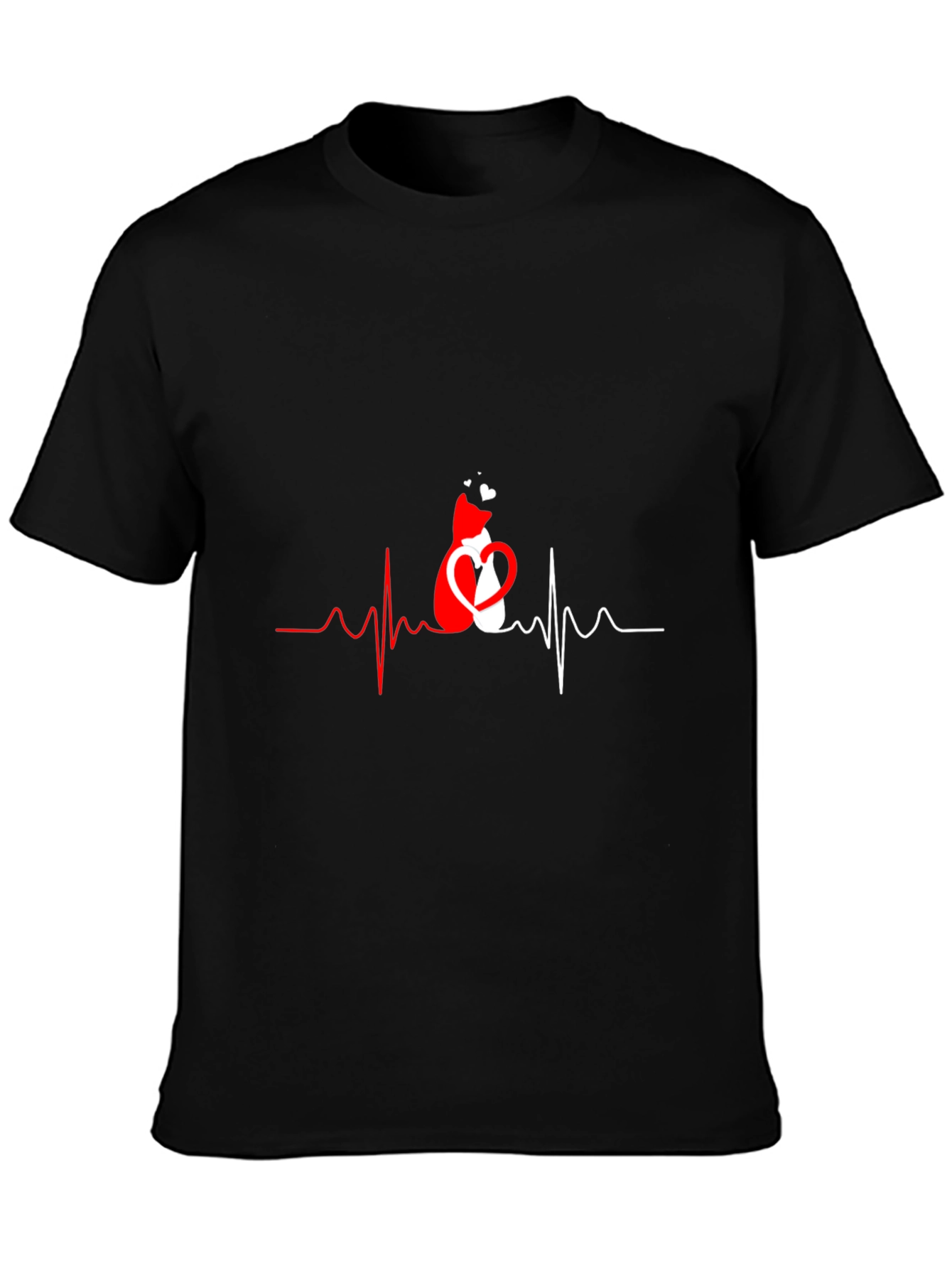 Cat Heartbeat Graphic T-Shirt - Love Cats!