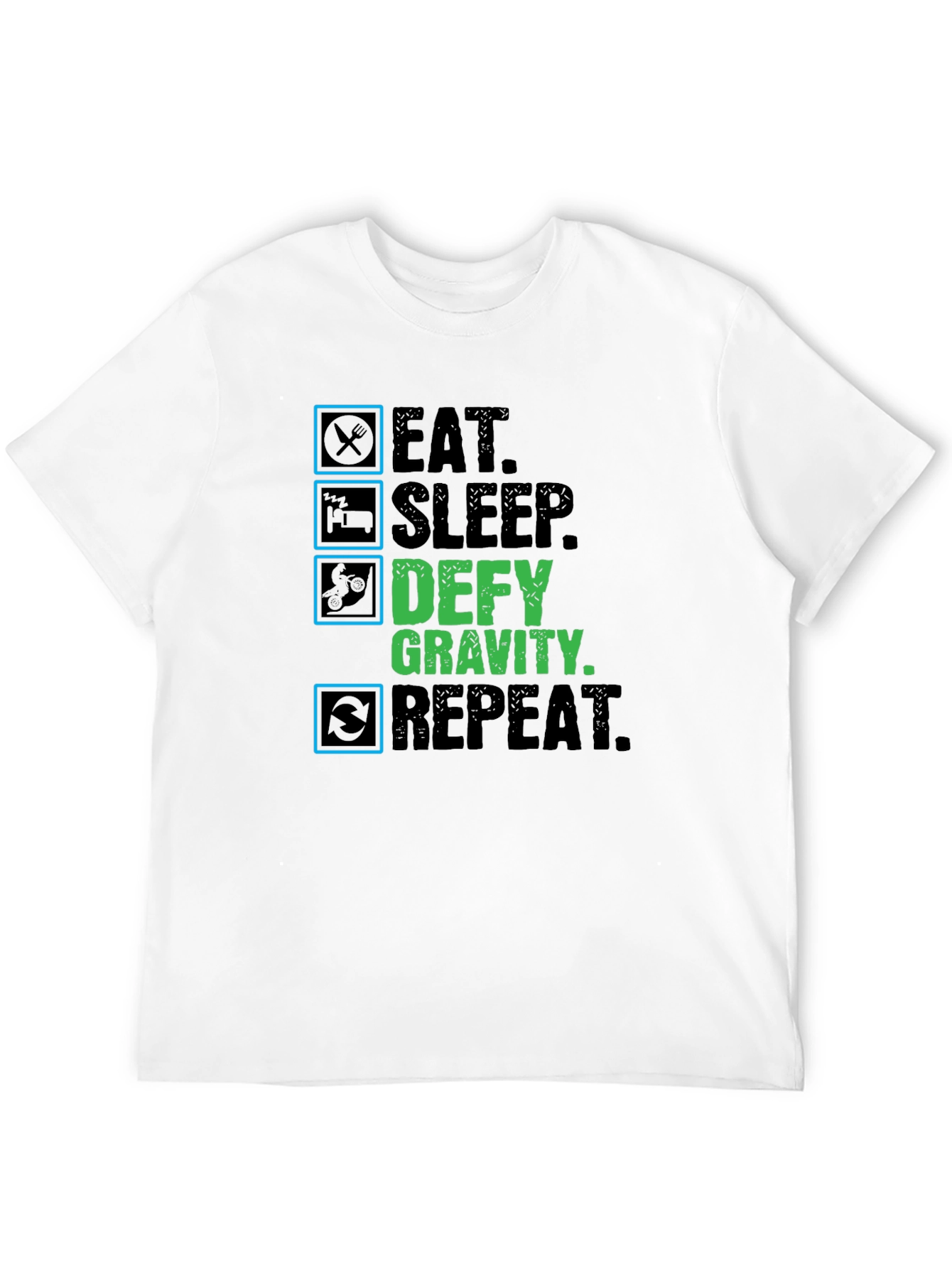 Defy Gravity Eat Sleep Repeat Black T-Shirt