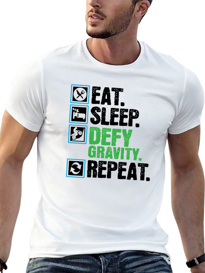 Defy Gravity Eat Sleep Repeat Black T-Shirt